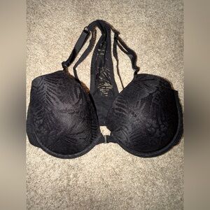 PINK Victoria's Secret Black Lace Front Close Bra